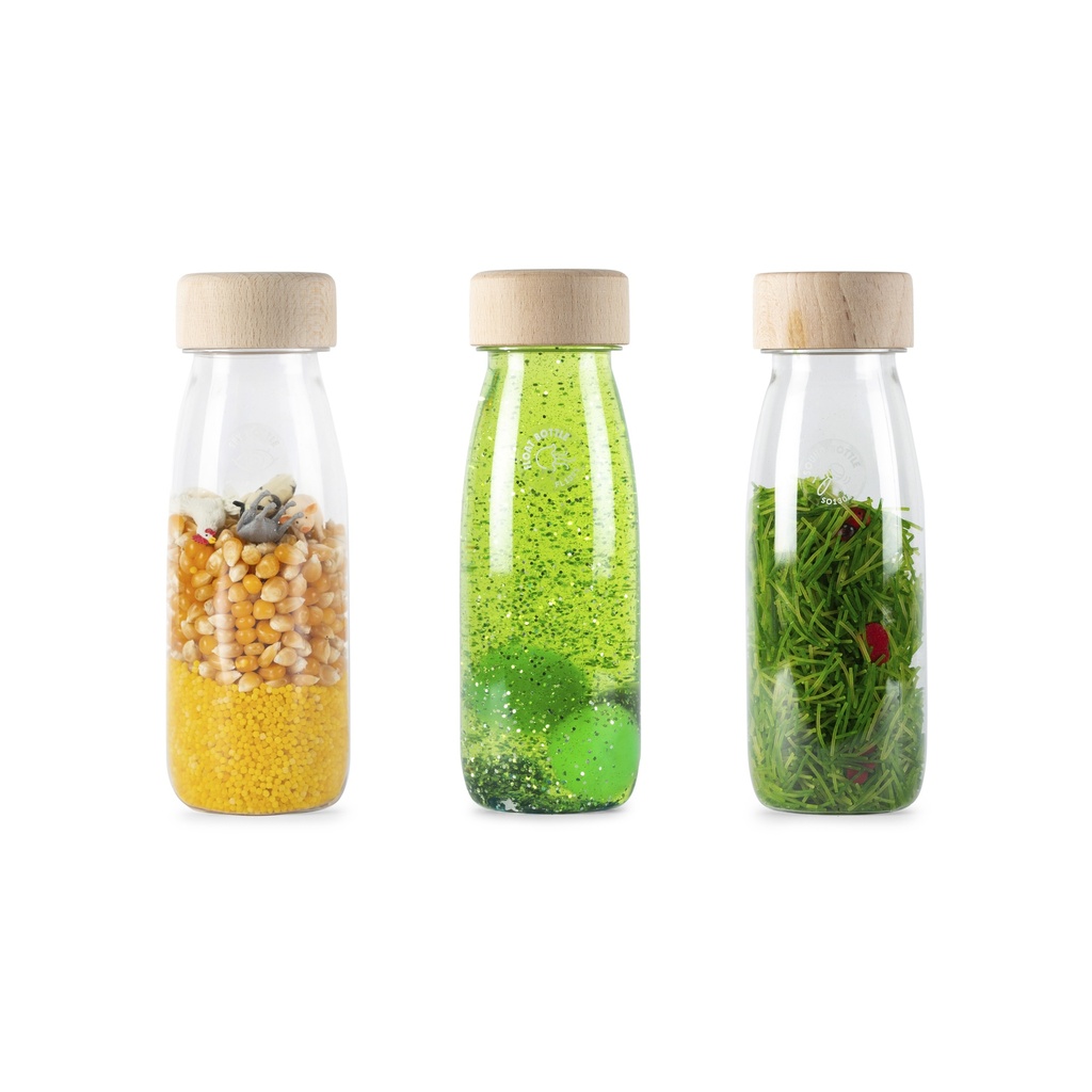 Pack de 3 bouteilles sensorielles : Float Vert, Spy Ferme et Sound Coccinelles Petit Boum