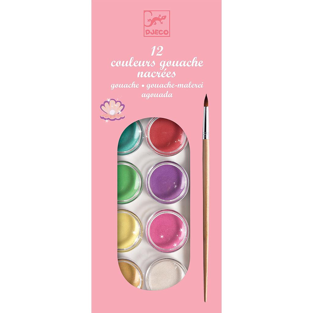 12 pastilles de gouaches nacrées (Les Couleurs Djeco)
