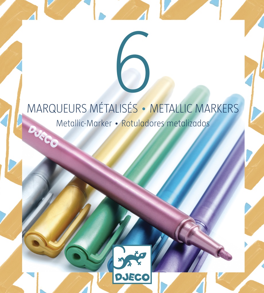 Les couleurs des grands 6 marqueurs métalliques Djeco