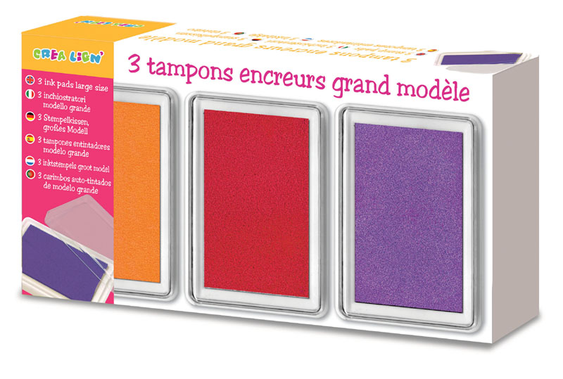 Boîte 3 encreurs orange rouge violet Crealign