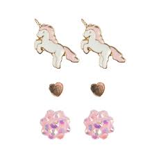Boucles d'oreilles Boutique Unicorn Studded, 3 Sets