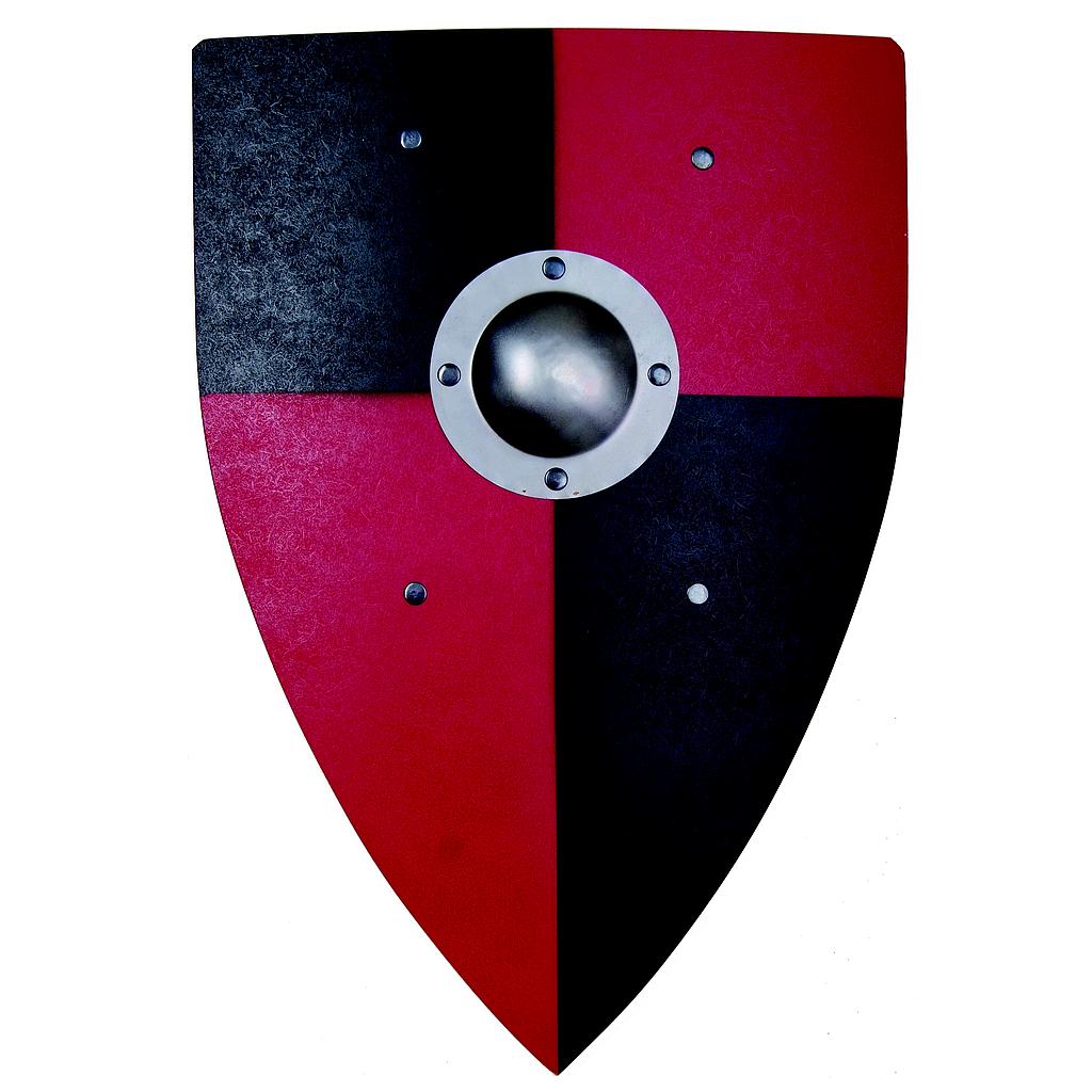 Bouclier Normand, noir-rouge avec bosse mét., 35x50 cm VAH