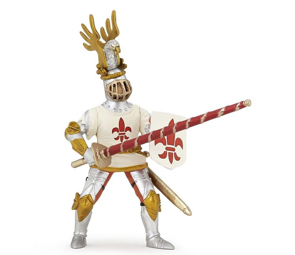 Chevalier blanc fleur de lys, Figurine du Monde Médiéval Papo