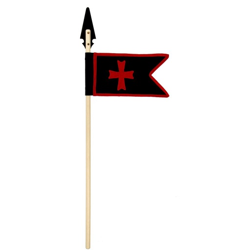[VAH_536] Lance, fanion noir avec croix rouge, 107 cm VAH