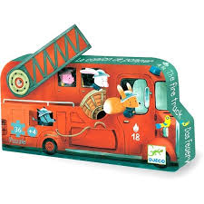 [DJE_DJ07269] Puzzles silhouettes Le camion de pompier - 16 pcs Djeco