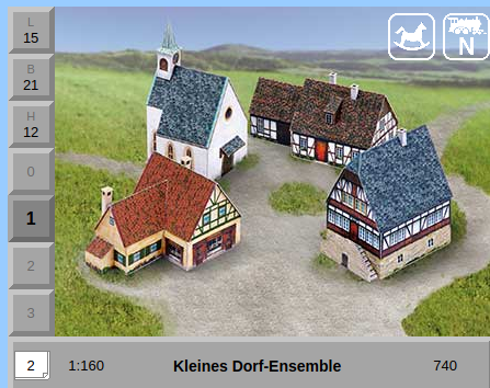 [AUE_740] Petit village, maquette en carton Schreiber-Bogen