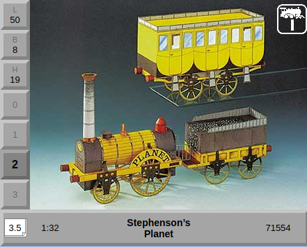 [AUE_71554] Planet de Stephenson (1830), maquette en carton Schreiber-Bogen