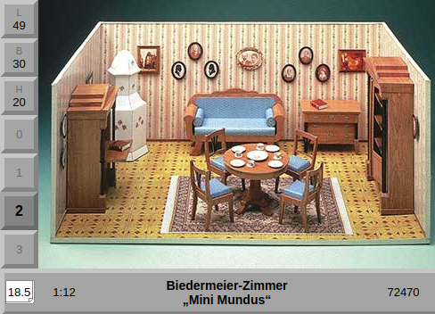 [AUE_72470] Salle à manger Mini Mundus, maquette en carton Schreiber-Bogen