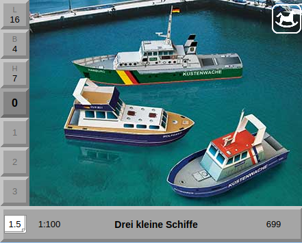 [AUE_699] Trois petits bateaux, maquette en carton Schreiber-Bogen