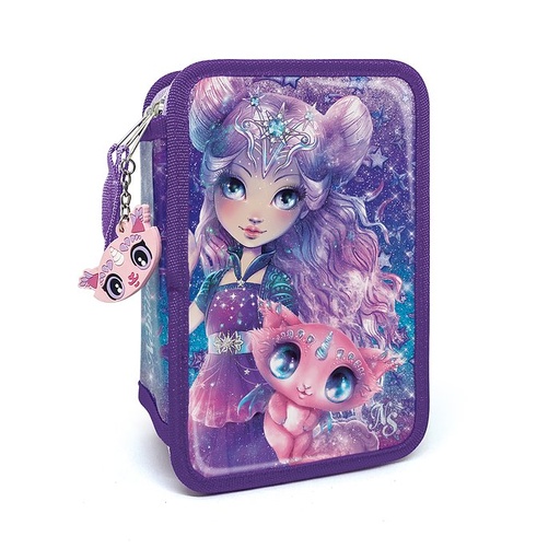 [JPM_12502] Trousse de crayon à 3 volets mauve Nebulous star