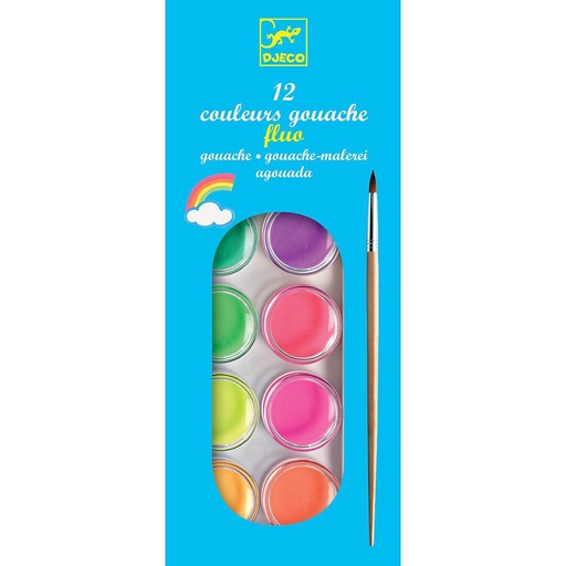 [DJE_DJ09759] Les couleurs - Pour les grands 12 pastilles de gouaches Fluo Djeco