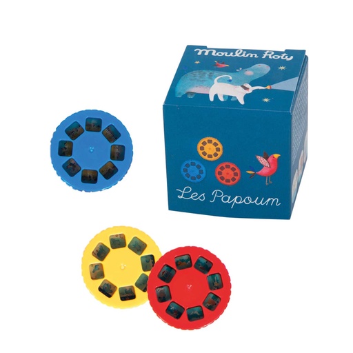 [MOU_658364] Boite de 3 disques pour lampe à histoires Les papoums