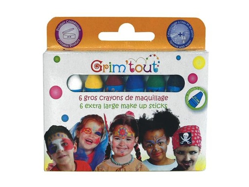 [MAC_GT41948] 6 Jumbo Crayons Standard Colours Grim'tout