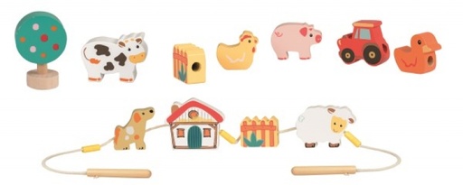 [EGM_511071] Animaux de la ferme en bois à enfiler Egmont toys