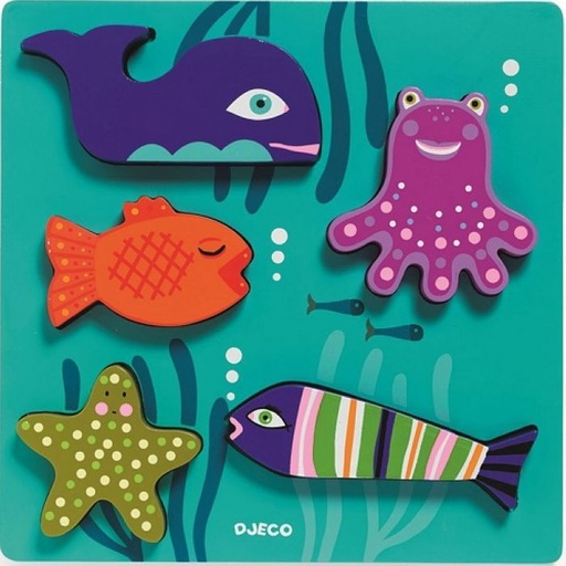 [DJE_DJ01024] Animaux marins - Puzzle Encastrement Djeco