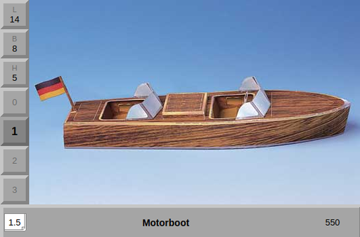 [AUE_550] Bateau à moteur, maquette en carton Schreiber-Bogen