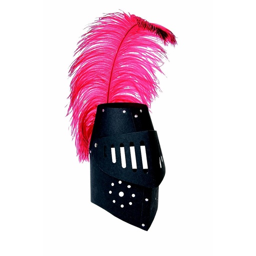 [VAH_640] Casque noir, carton riveté, avec plume